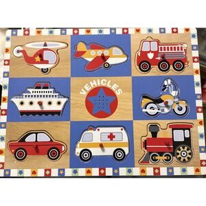 WOODEN LEARNING PUZZLE 8 PIECE CIRCO VEHICLES SOUNDS